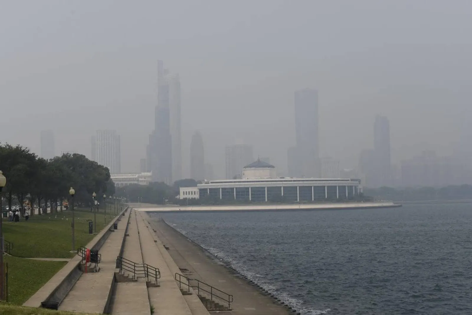 Smoke covers downtown Chicago