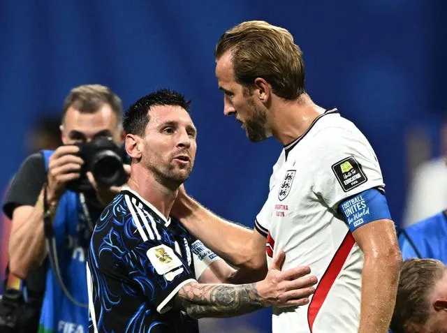 Lionel Messi consoles Harry Kane at the full-time whistle